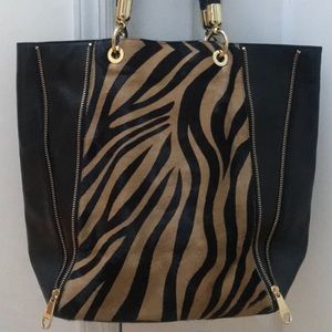 Badgley Mischka Leather & Calf Hair Bag